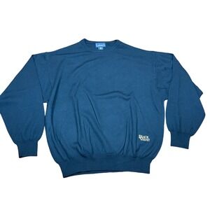 Y2K Men L Merino Wool Dad Golf Sweater Black Crewneck Made in Italy Black Velvet